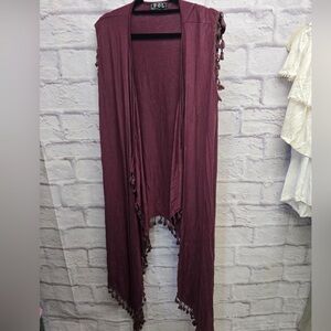 POL Burgundy Open Cardigan/Kimono NWOT